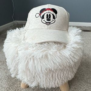 DisneyCream Hat with Santa Clause Mickey Mouse hat with Gold Buckle